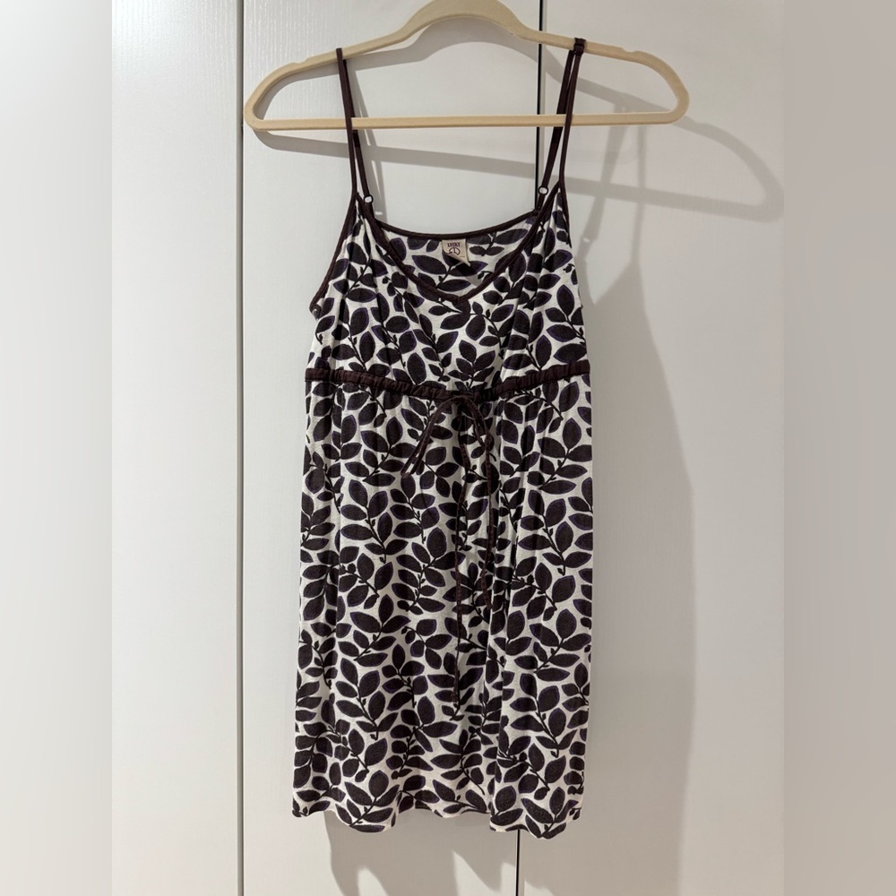 Lucky Brand Black  Leaf Print Spaghetti Strap Shirt